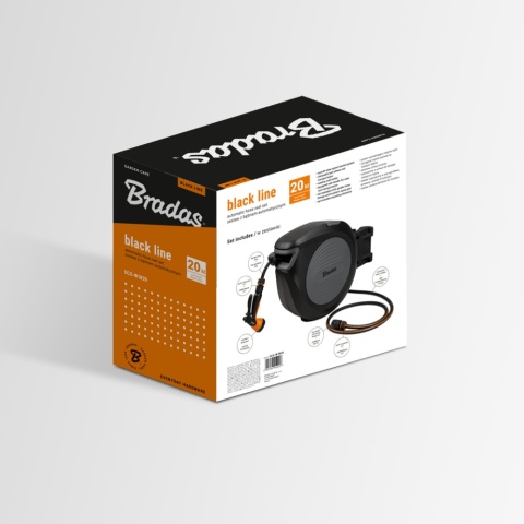 BLACK LINE bęben automatyczny z wężem 1/2" - 20m i akcesoriami